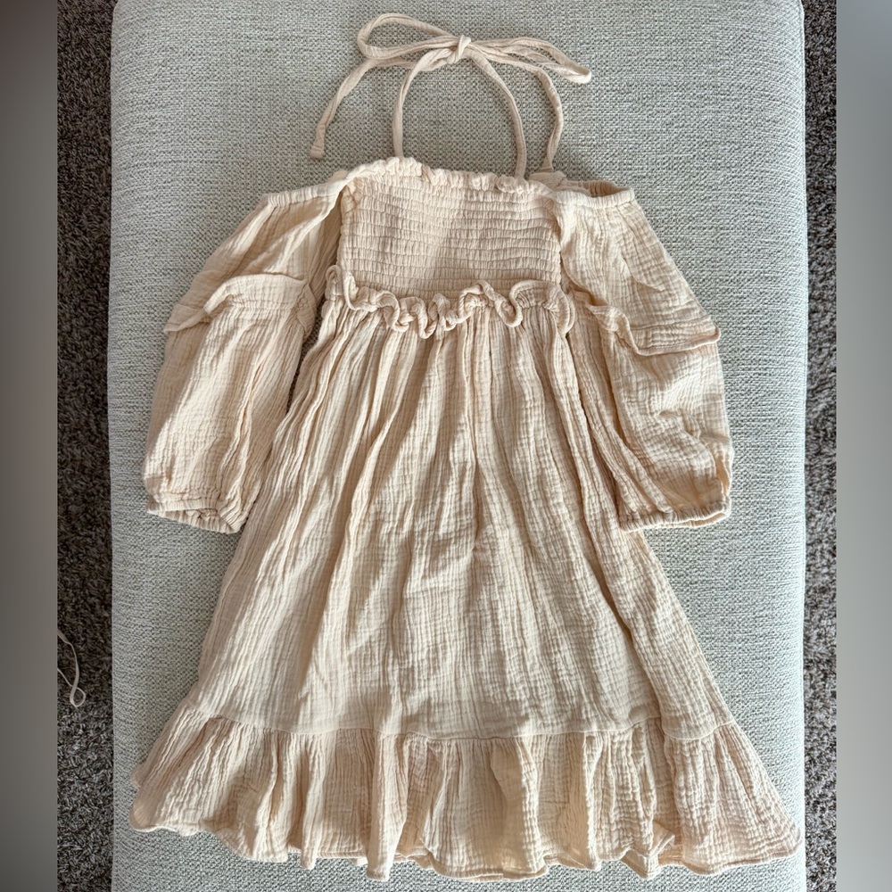 Girls size 8 Indie Blue Muslin Dress in Natural